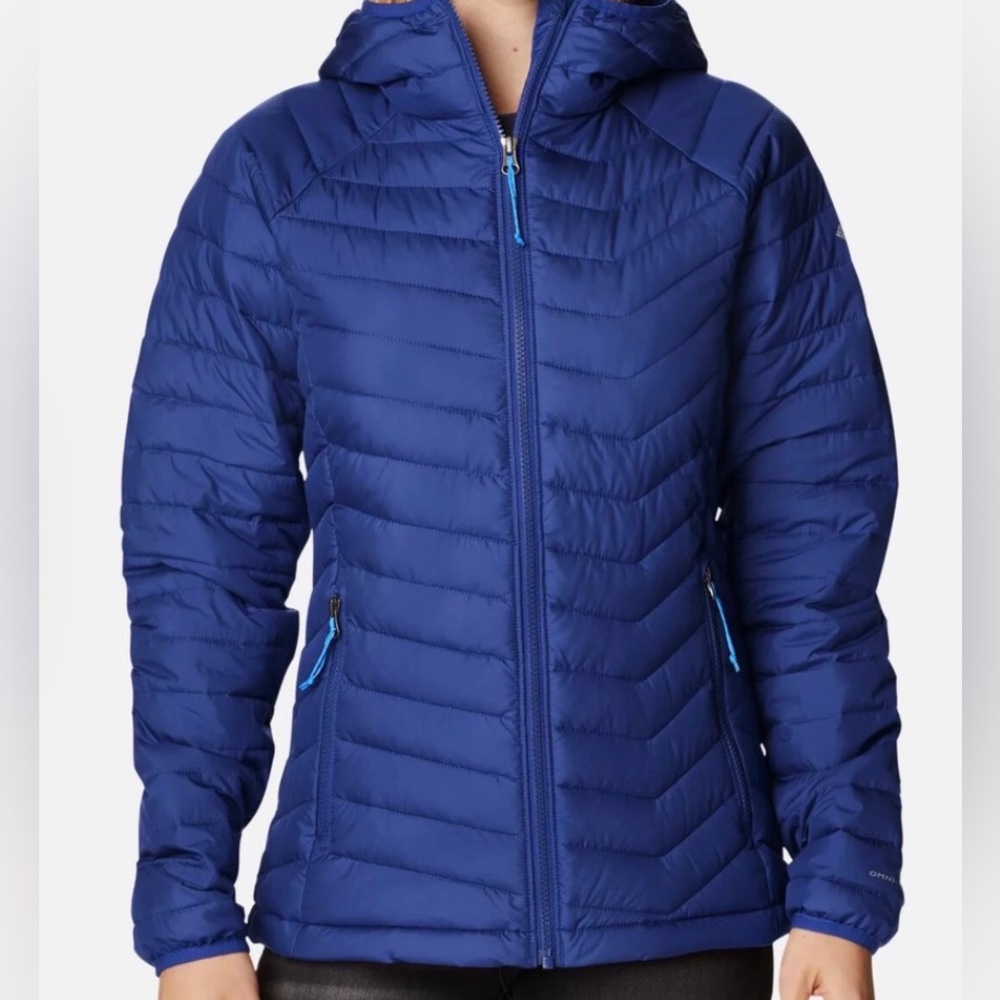 Columbia Powder Lite Hooded Jacket with Omni heat Women’s Medium Dark Sapphire